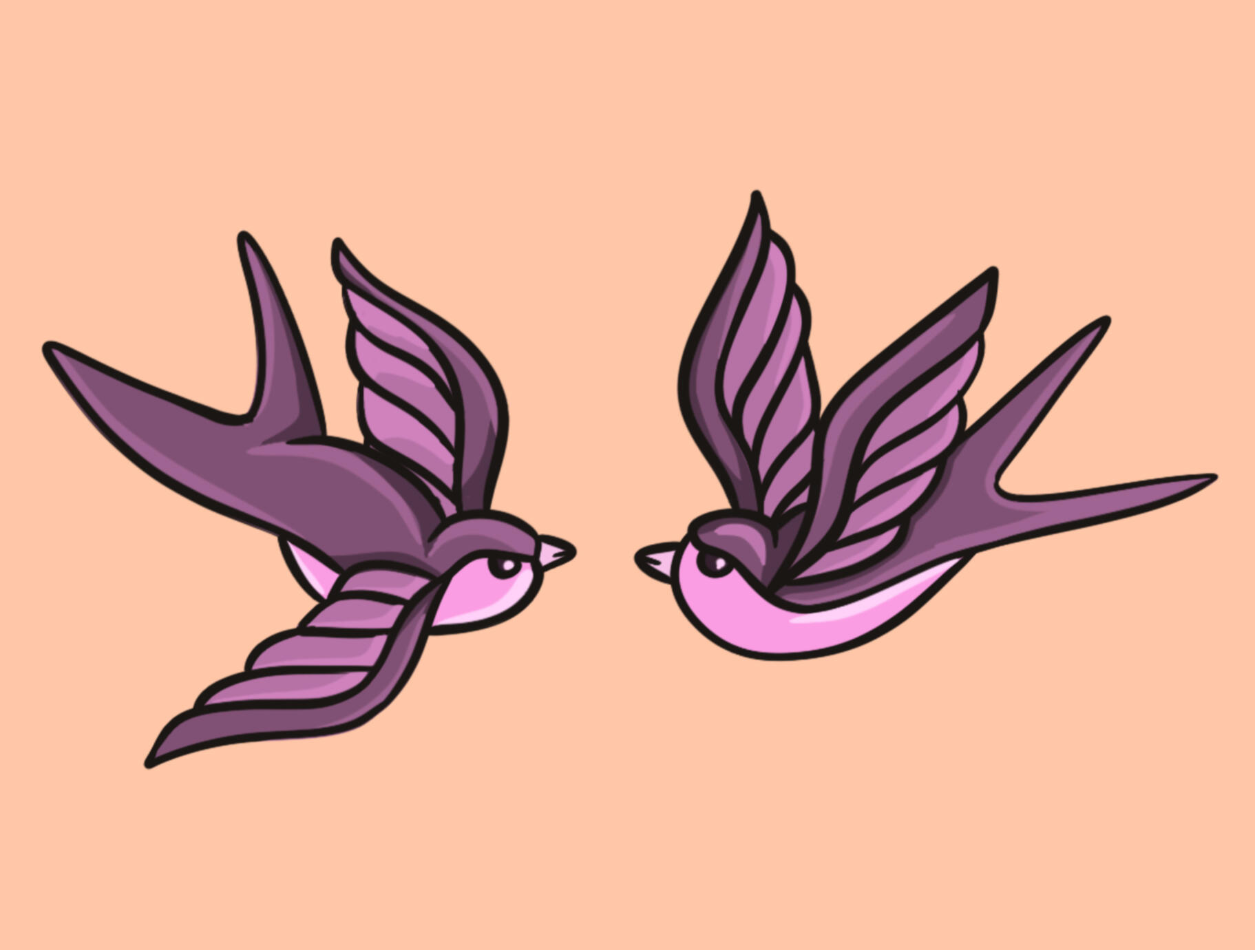 tattoo style sparrows